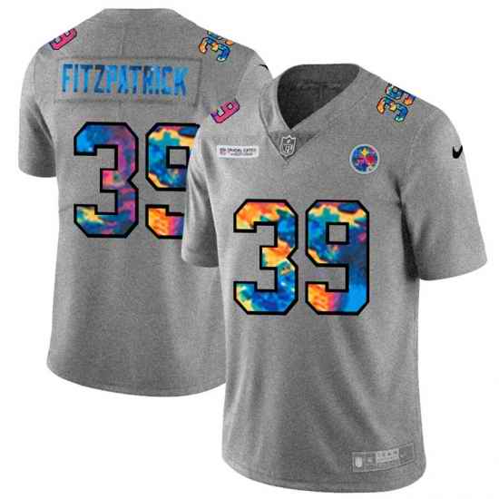 Pittsburgh Steelers 39 Minkah Fitzpatrick Men Nike Multi Color 2020 NFL Crucial Catch NFL Jersey Greyheather